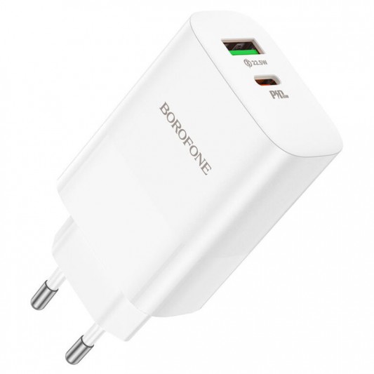 СЗУ Borofone BN10 Sunlight PD65W (1USB-A/1C) White - изображение 1