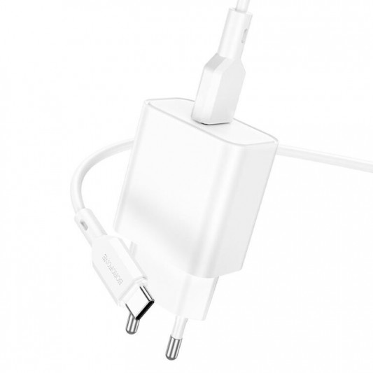 СЗУ Borofone BA72A Spring QC3.0 (1USB-A) + кабель USB to Type-C White - изображение 1