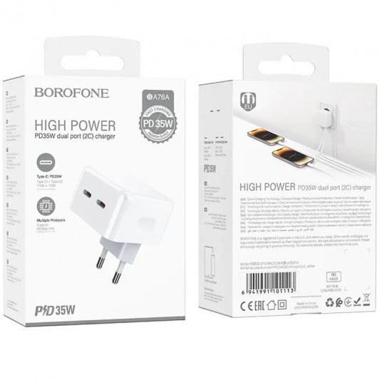 МЗП Borofone BA76A Source PD35W (2USB-C) White - зображення 5 