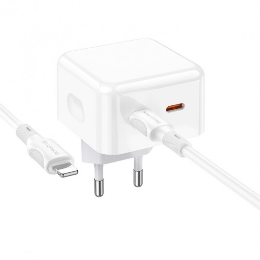 Зарядний пристрій Borofone BA76A Source PD35W (2Type-C) + Type-C to Lightning, White - зображення 2 