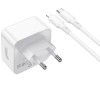 Зарядное устройство Borofone BA76A Source PD35W (2Type-C) + Type-C to Lightning, White