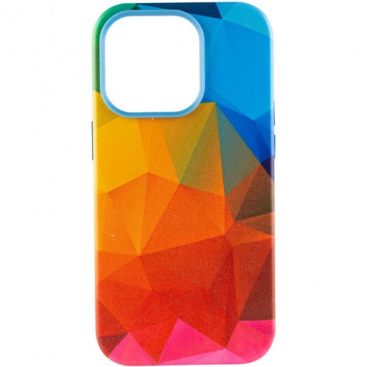Кожаный чехол Colour Splash with MagSafe для Apple iPhone 14 Pro (6.1") Red / Blue