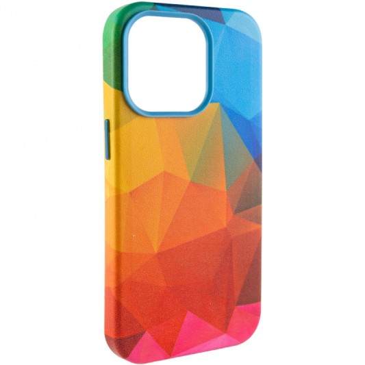Кожаный чехол Colour Splash with MagSafe для Apple iPhone 14 Pro (6.1") Red / Blue - изображение 1