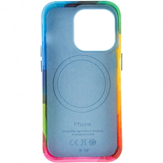 Кожаный чехол Colour Splash with MagSafe для Apple iPhone 14 Pro (6.1") Red / Blue - изображение 3