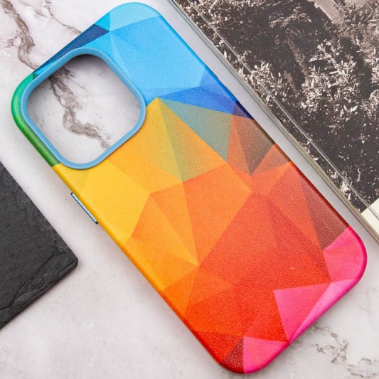 Кожаный чехол Colour Splash with MagSafe для Apple iPhone 14 Pro (6.1") Red / Blue - изображение 4
