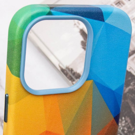 Кожаный чехол Colour Splash with MagSafe для Apple iPhone 14 Pro (6.1") Red / Blue - изображение 5
