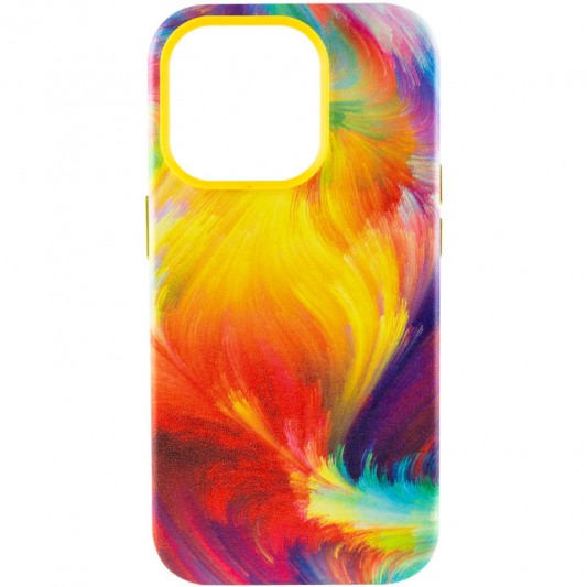 Кожаный чехол Colour Splash with MagSafe для Apple iPhone 14 Pro (6.1") Yellow / Red