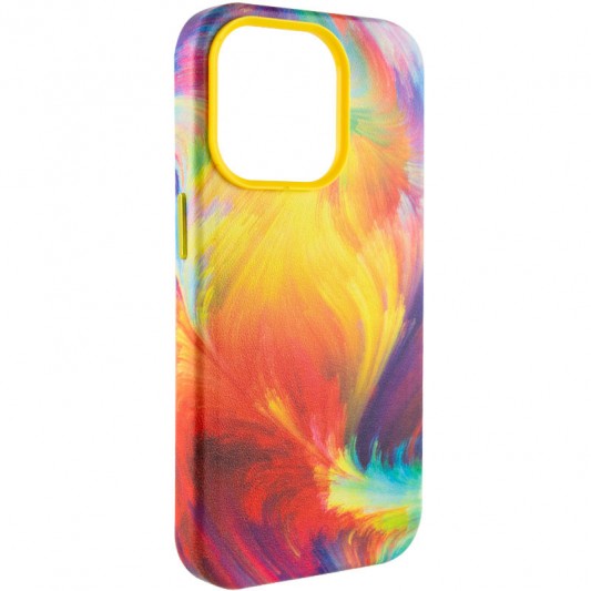 Кожаный чехол Colour Splash with MagSafe для Apple iPhone 14 Pro (6.1") Yellow / Red - изображение 1
