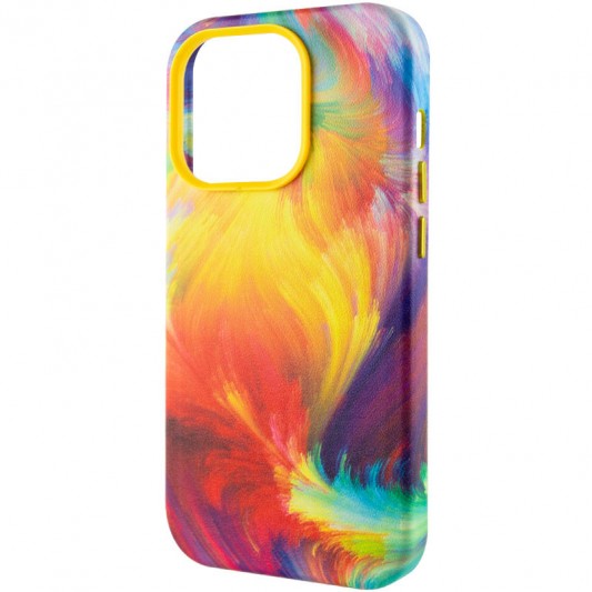 Кожаный чехол Colour Splash with MagSafe для Apple iPhone 14 Pro (6.1") Yellow / Red - изображение 2