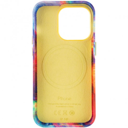 Кожаный чехол Colour Splash with MagSafe для Apple iPhone 14 Pro (6.1") Yellow / Red - изображение 3