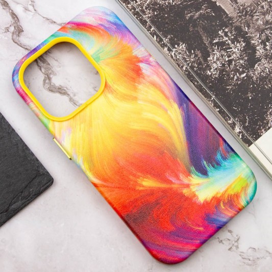 Кожаный чехол Colour Splash with MagSafe для Apple iPhone 14 Pro (6.1") Yellow / Red - изображение 4