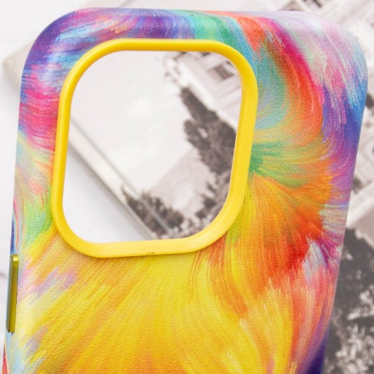Кожаный чехол Colour Splash with MagSafe для Apple iPhone 14 Pro (6.1") Yellow / Red - изображение 5
