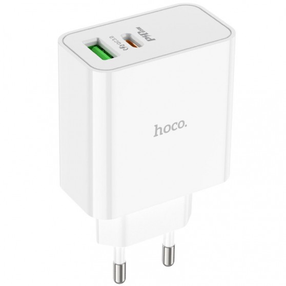 Зарядний пристрій Hoco C113A Awesome PD65W (1USB/1Type-C), White
