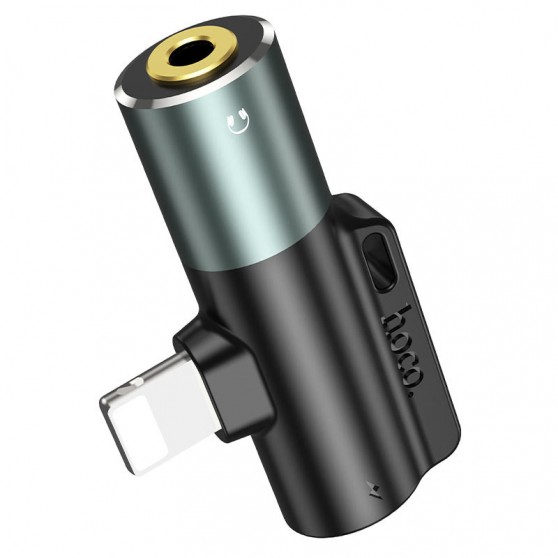 Переходник Hoco LS32 3.5 to Lightning AUX, Metal gray