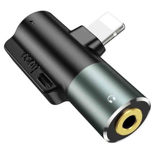 Переходник Hoco LS32 3.5 to Lightning AUX, Metal gray - изображение 1