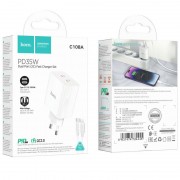 Зарядное устройство Hoco C108A PD 35W (2 Type-C) + Type-C to Lightning, White