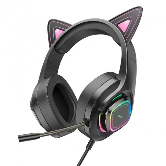 Накладные наушники Hoco W107 Cute cat (USB+3.5mm/2m) Phantom Cat - изображение 1
