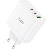 Зарядний пристрій Hoco N30 Glory PD65W (2Type-C/1USB), White