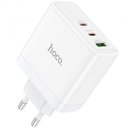 Зарядний пристрій Hoco N30 Glory PD65W (2Type-C/1USB), White - зображення 3 