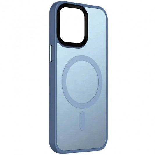 TPU+PC чохол Metal Buttons with MagSafe Colorful для Apple iPhone 14 (6.1") Блакитний / Sierra Blue