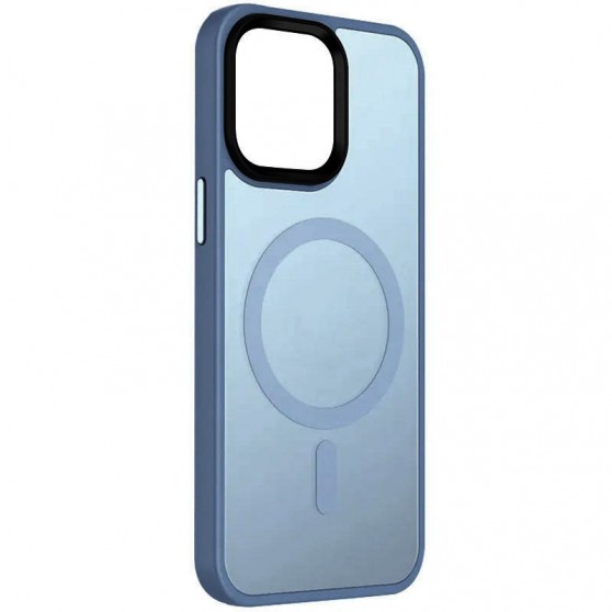 TPU+PC чехол Metal Buttons with MagSafe Colorful для Apple iPhone 14 (6.1") Голубой / Sierra Blue