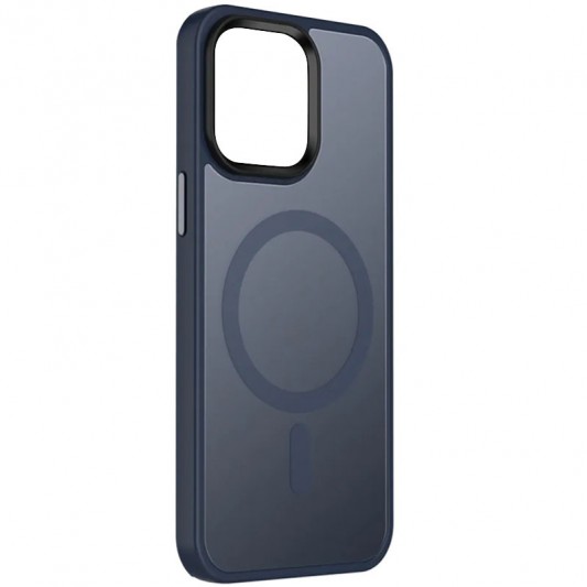 TPU+PC чохол Metal Buttons with MagSafe Colorful для Apple iPhone 14 (6.1") Синій / Navy Blue