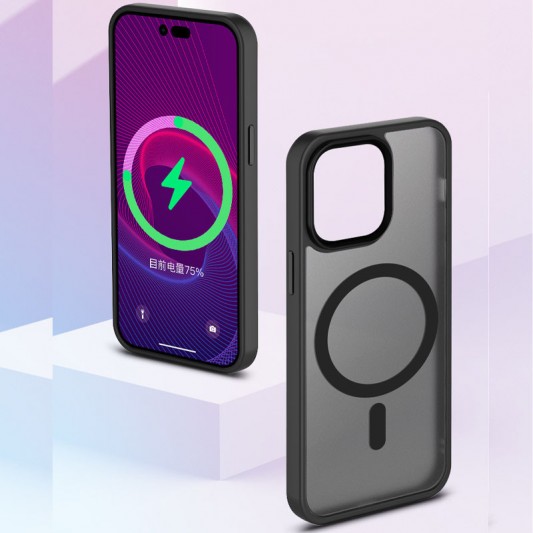 TPU+PC чохол Metal Buttons with MagSafe Colorful для Apple iPhone 14 Pro (6.1") Чорний / Black - зображення 1 