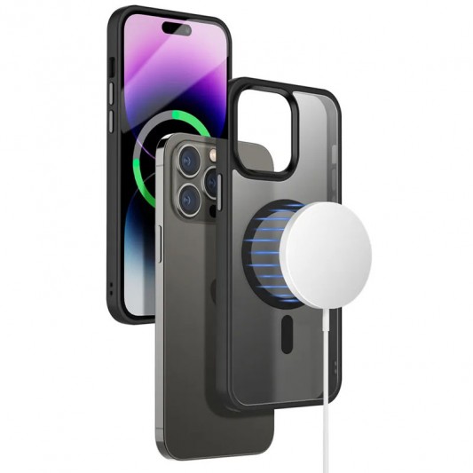 TPU+PC чохол Metal Buttons with MagSafe Colorful для Apple iPhone 14 Pro (6.1") Чорний / Black - зображення 2 