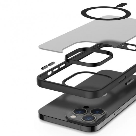 TPU+PC чохол Metal Buttons with MagSafe Colorful для Apple iPhone 14 Pro (6.1") Чорний / Black - зображення 3 