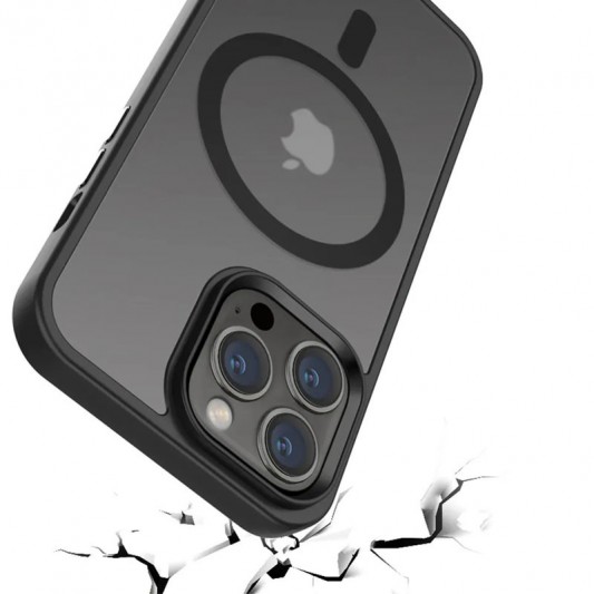 TPU+PC чохол Metal Buttons with MagSafe Colorful для Apple iPhone 14 Pro (6.1") Чорний / Black - зображення 6 
