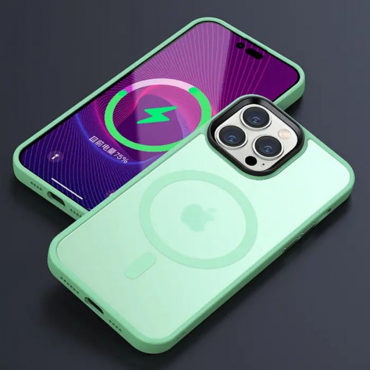 TPU+PC чохол Metal Buttons with MagSafe Colorful для Apple iPhone 14 Pro Max (6.7") М'ятний / Matcha Green - зображення 1 