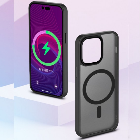 TPU+PC чохол Metal Buttons with MagSafe Colorful для Apple iPhone 13 Pro Max (6.7"), Чорний