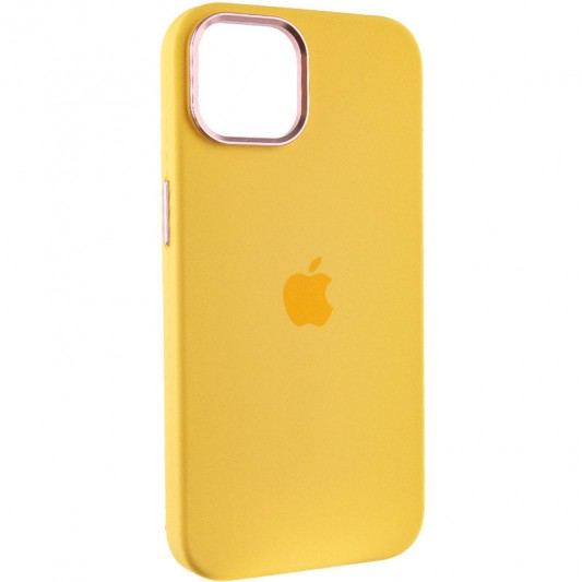 Чехол Silicone Case Metal Buttons (AA) для Apple iPhone 12 Pro / 12 (6.1") Желтый / Sunglow