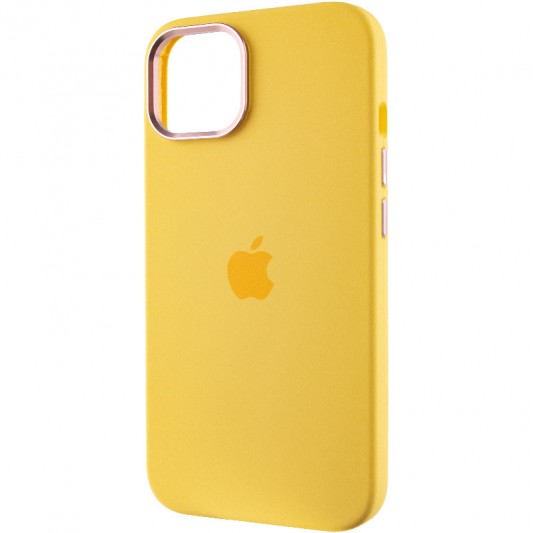 Чехол Silicone Case Metal Buttons (AA) для Apple iPhone 12 Pro / 12 (6.1") Желтый / Sunglow - изображение 2