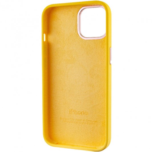 Чехол Silicone Case Metal Buttons (AA) для Apple iPhone 12 Pro / 12 (6.1") Желтый / Sunglow - изображение 4