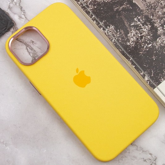 Чехол Silicone Case Metal Buttons (AA) для Apple iPhone 12 Pro / 12 (6.1") Желтый / Sunglow - изображение 6