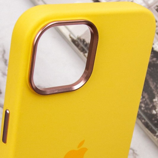 Чехол Silicone Case Metal Buttons (AA) для Apple iPhone 12 Pro / 12 (6.1") Желтый / Sunglow - изображение 7