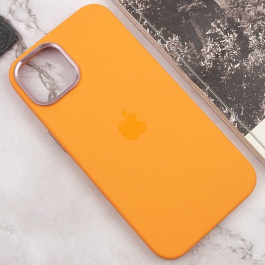 Чехол Silicone Case Metal Buttons (AA) для Apple iPhone 12 Pro / 12 (6.1") Оранжевый / Marigold - изображение 6
