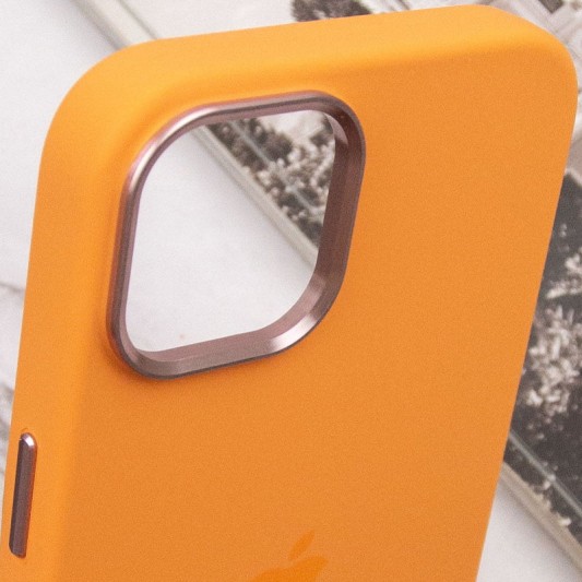 Чехол Silicone Case Metal Buttons (AA) для Apple iPhone 12 Pro / 12 (6.1") Оранжевый / Marigold - изображение 7