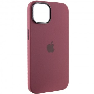 Чехол Silicone Case Metal Buttons (AA) для Apple iPhone 12 Pro Max (6.7") Бордовый / Plum