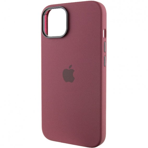 Чохол Silicone Case Metal Buttons (AA) для Apple iPhone 12 Pro Max (6.7"), Бордовий / Plum