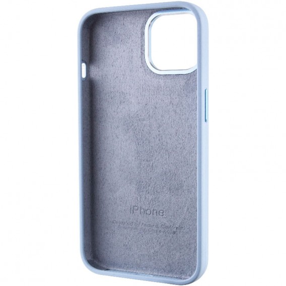 Чохол Silicone Case Metal Buttons (AA) для Apple iPhone 12 Pro Max (6.7"), Блакитний / Blue Fog