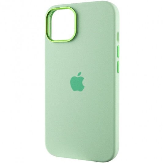 Чохол Silicone Case Metal Buttons (AA) для Apple iPhone 12 Pro Max (6.7") Зелений / Pistachio - зображення 2 