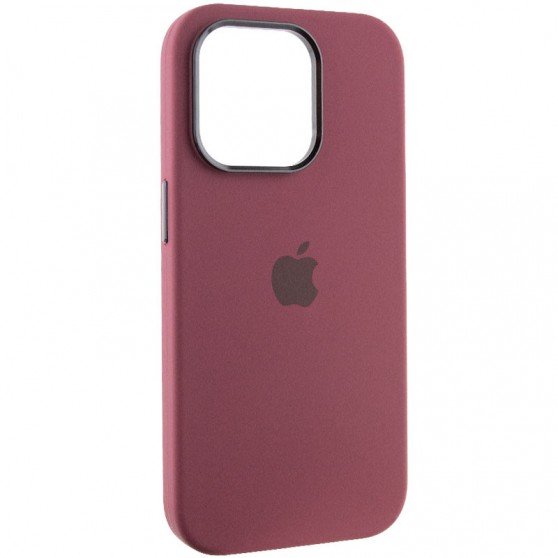 Чехол Silicone Case Metal Buttons (AA) для Apple iPhone 13 Pro (6.1") Бордовый / Plum