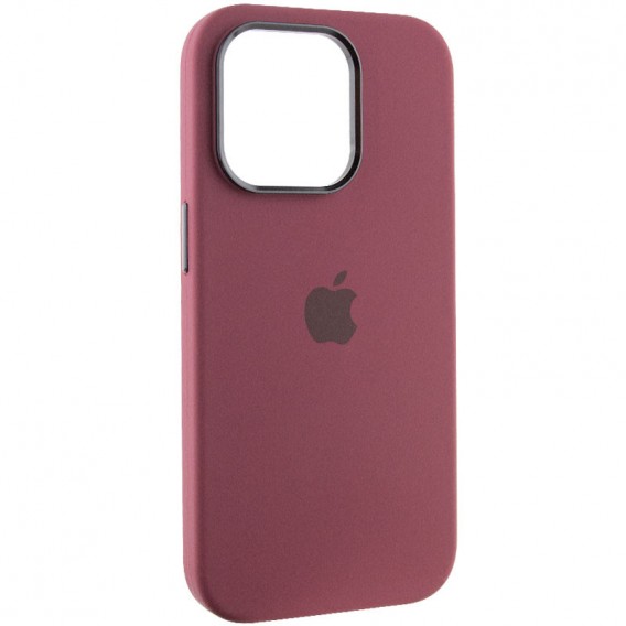 Чохол Silicone Case Metal Buttons (AA) для Apple iPhone 13 Pro (6.1"), Бордовий / Plum