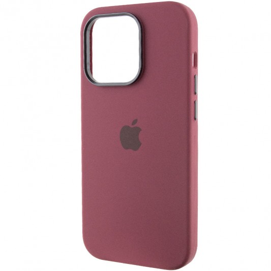 Чехол Silicone Case Metal Buttons (AA) для Apple iPhone 13 Pro (6.1") Бордовый / Plum - изображение 2