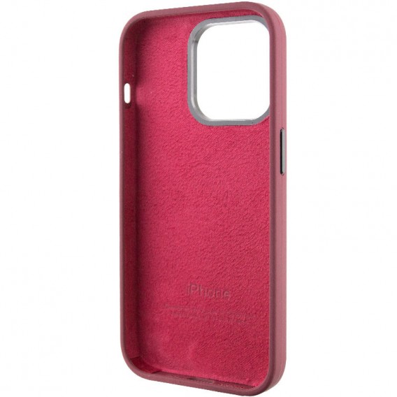 Чохол Silicone Case Metal Buttons (AA) для Apple iPhone 13 Pro (6.1"), Бордовий / Plum