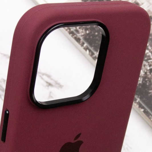 Чехол Silicone Case Metal Buttons (AA) для Apple iPhone 13 Pro (6.1") Бордовый / Plum - изображение 7