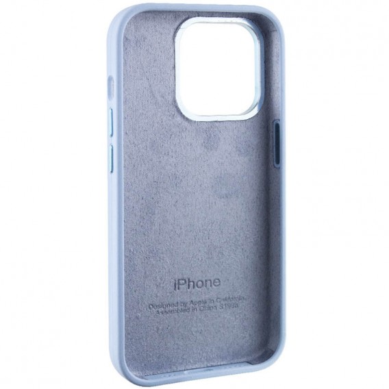Чехол Silicone Case Metal Buttons (AA) для Apple iPhone 13 Pro Max (6.7"), Голубой / Blue Fog