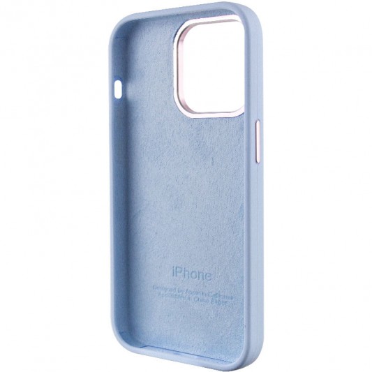 Чехол Silicone Case Metal Buttons (AA) для Apple iPhone 13 Pro Max (6.7") Голубой / Cloud Blue - изображение 4